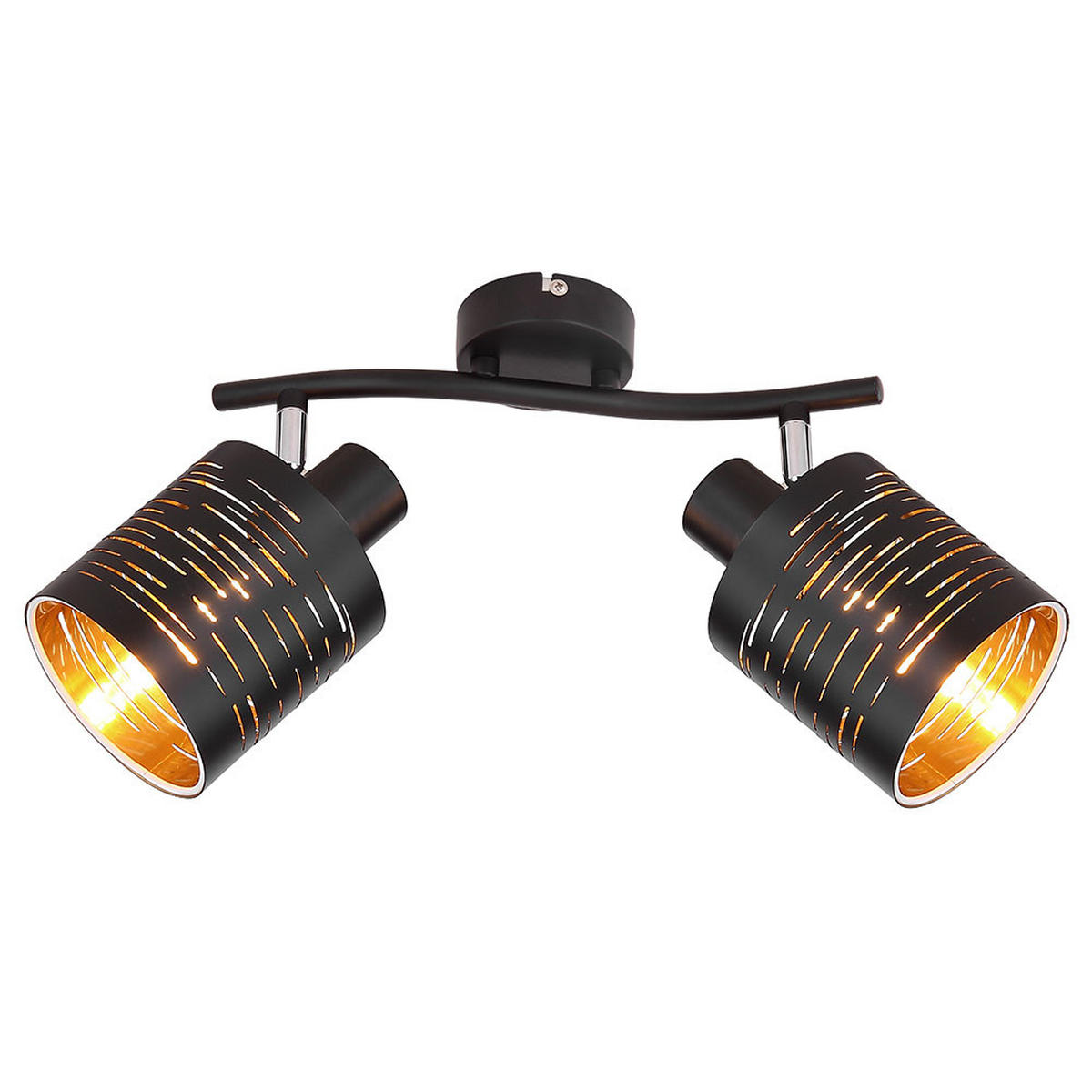 LED DECKENLEUCHTE TUNNO Schwarz Gold Metall - Schwarz, Metall (29.6/10/16cm)