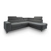 ECKSOFA ALVORO R-S Grau Velours-Stoff mit Schlaffunktion - Grau, Holz (253/190cm) - MASSENO