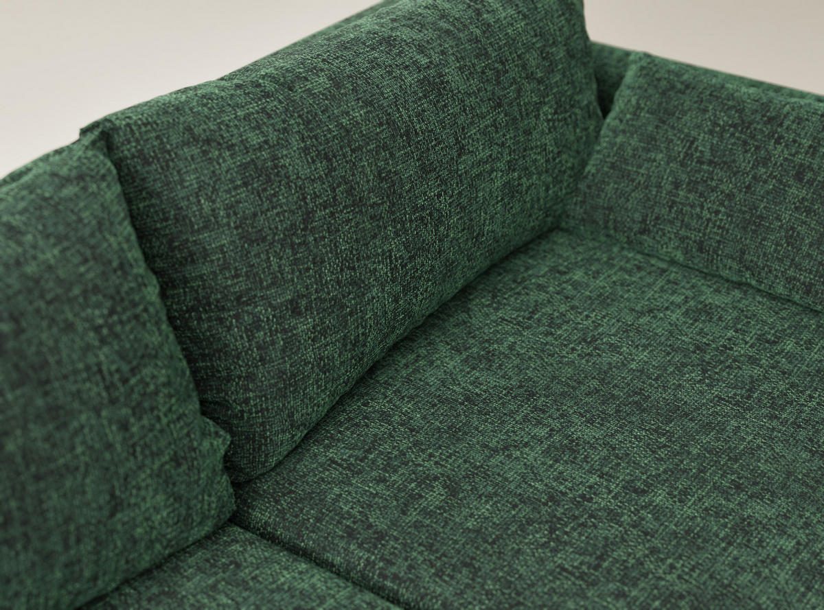 ECKSOFA MIT SCHLAFFUNKTION Leon Dunkelgrün Chenille-Stoff - Dunkelgrün/Schwarz, Holz/Holzwerkstoff (148/239cm) - Maison de Reve