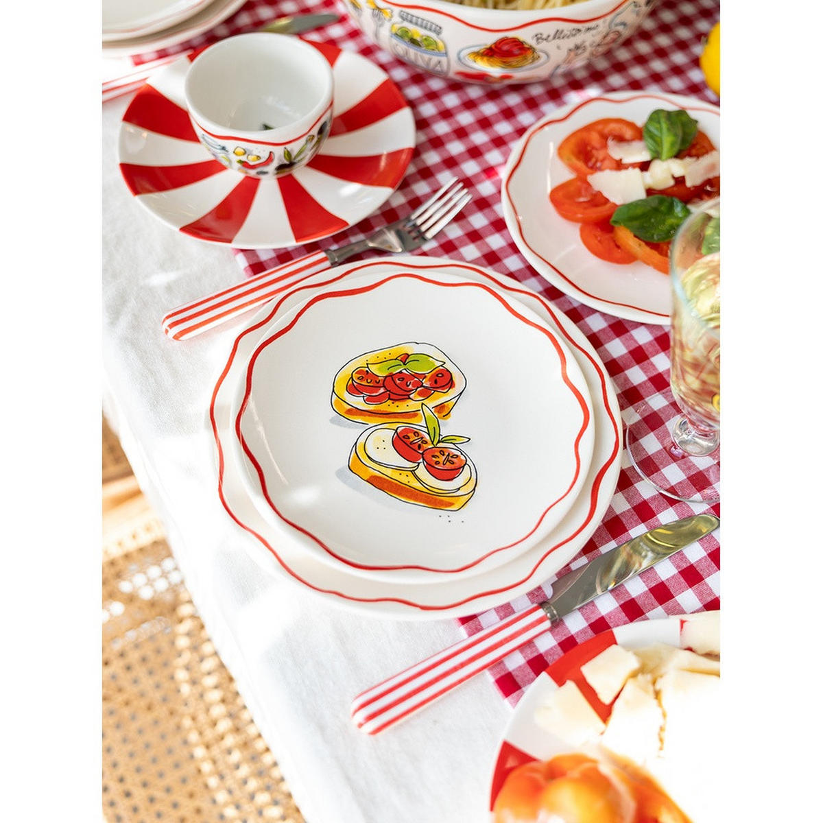 TELLER Bruschetta in Bunt - 18cm - Multicolor, Keramik (18/18/2cm) - Blond Amsterdam