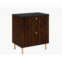 BADEZIMMERSCHRANK: Nusseiche / Platte Schwarz / Griffe Gold / Beine Gold, 60 x 44,4 x 73,6 cm - Eichefarben/Goldfarben, Holzwerkstoff (60/73.6/44.4cm) - 3XE LIVING