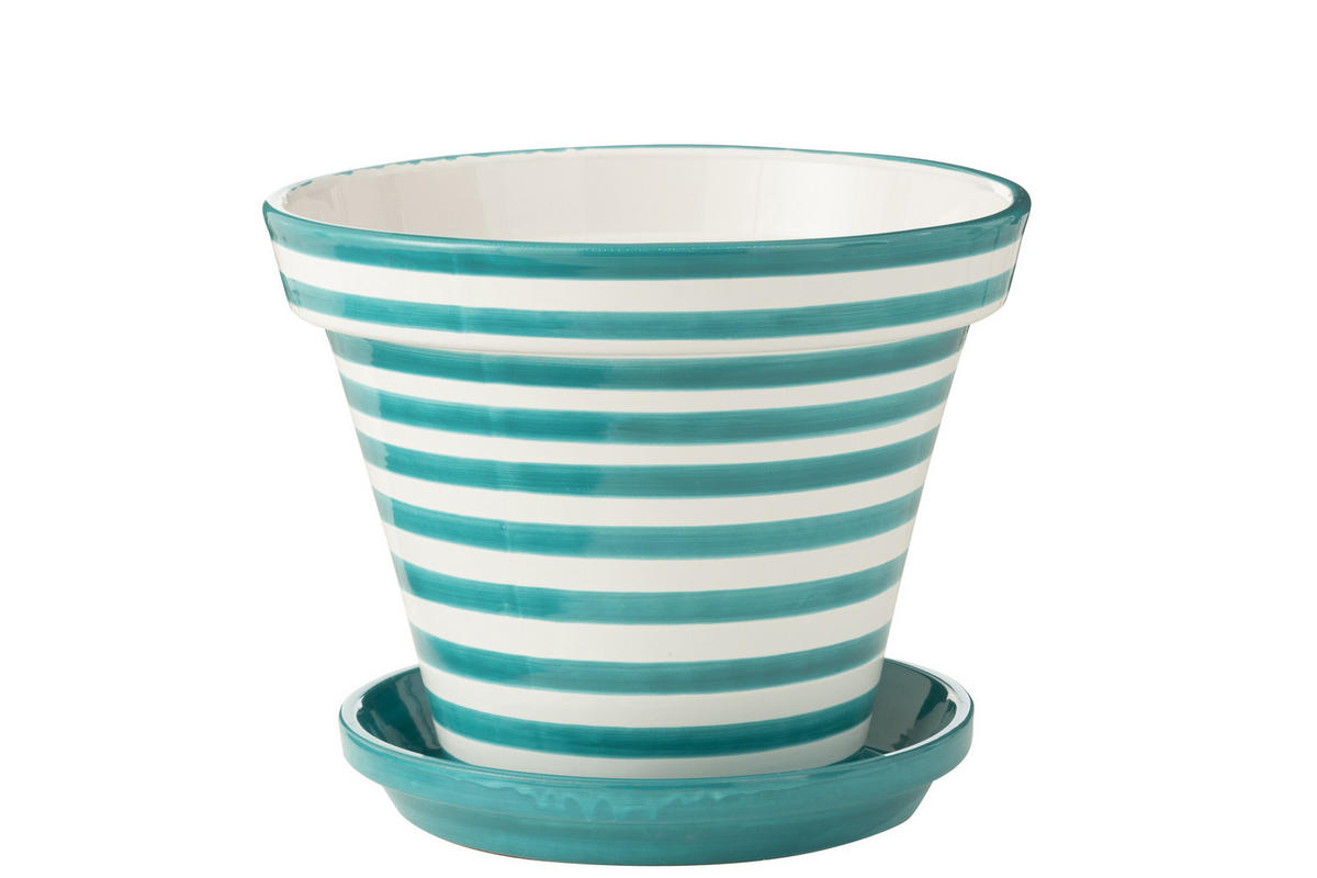 BLUMENTOPF GRANADA STRIPES - Töpferei - Aqua - XL - Ø 50 cm - Multicolor, Keramik (50/40cm) - J-Line