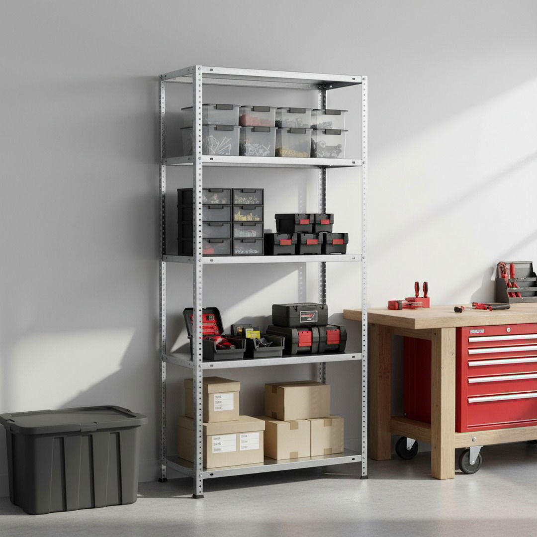 SCHRAUBREGAL PANDA | HxBxT 180x90x30cm | 5 Fachböden | Fachlast 75kg | Verzinkt - Silberfarben, Metall (90/180/30cm) - PROREGAL