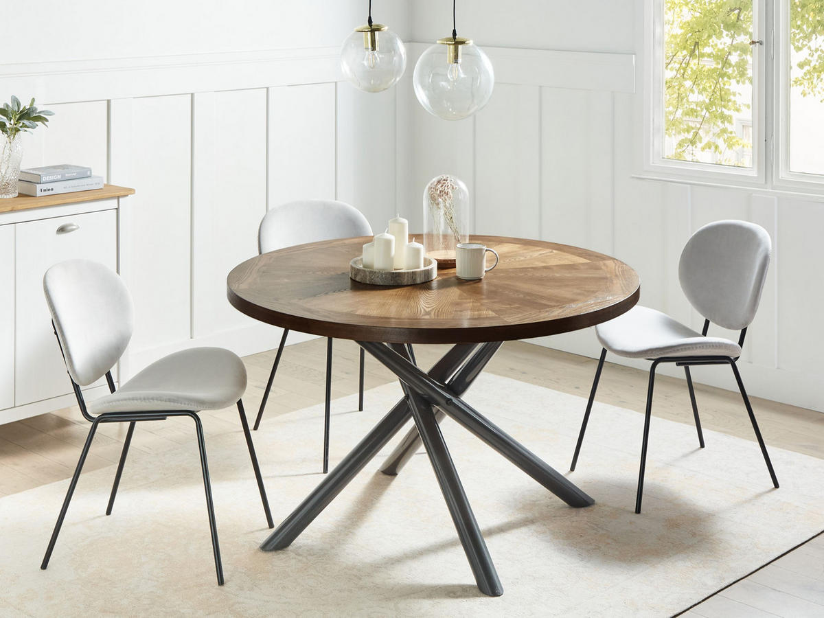ESSTISCH 120/120 cm Dunkler Holzfarbton/Grau Lorenzo - Dunkelbraun/Grau, Holzwerkstoff (120/120/75cm) - Beliani