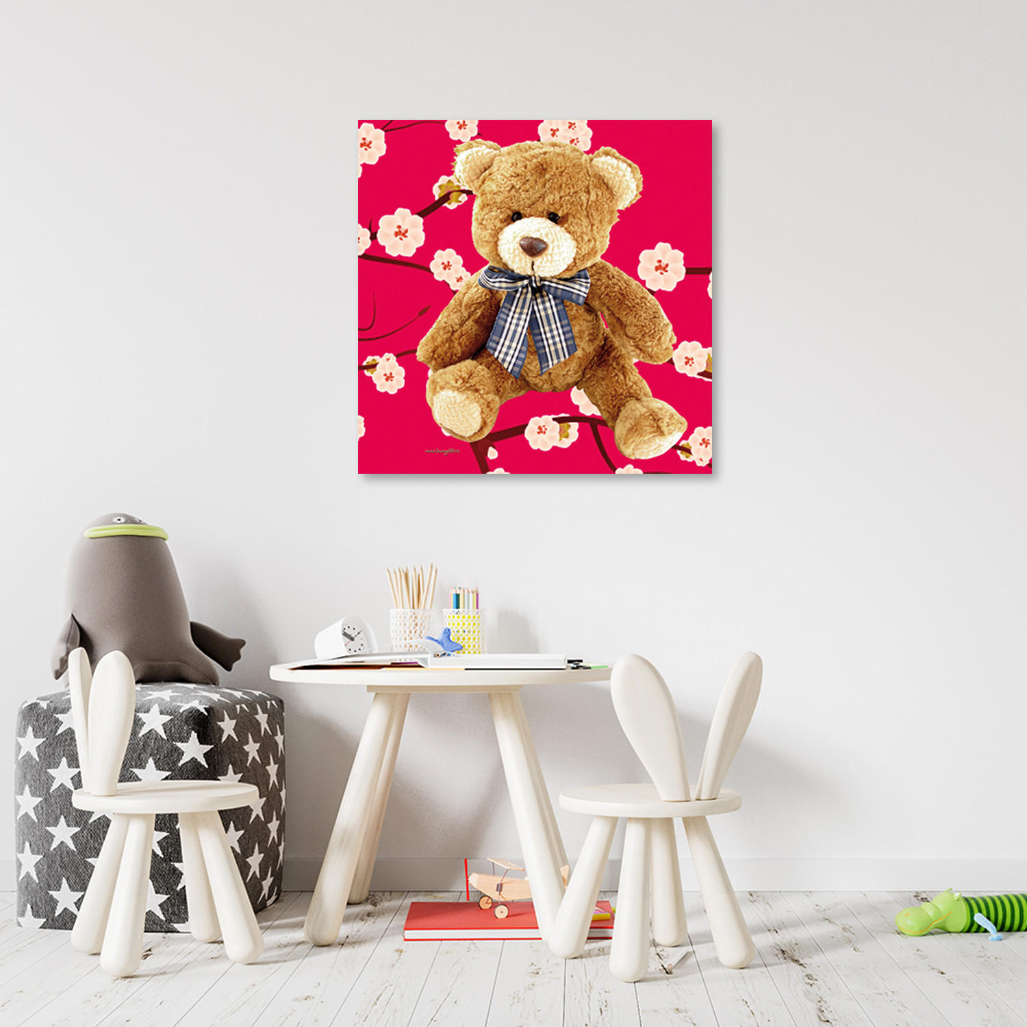 WANDBILD teddybär - Braun, Textil (50/50cm) - Feeby
