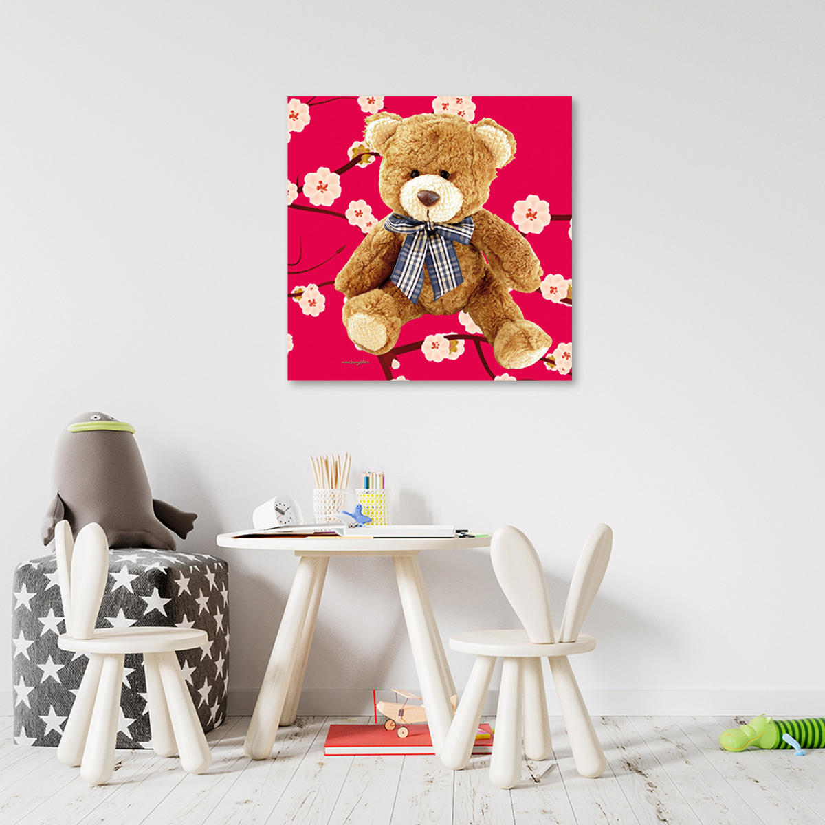 WANDBILD teddybär - Braun, Textil (50/50cm) - Feeby