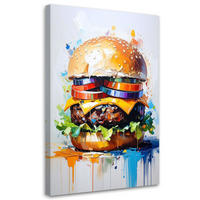 LEINWANDBILD Hamburger Essen 80x120cm - Multicolor, Textil (80/120cm) - Feeby