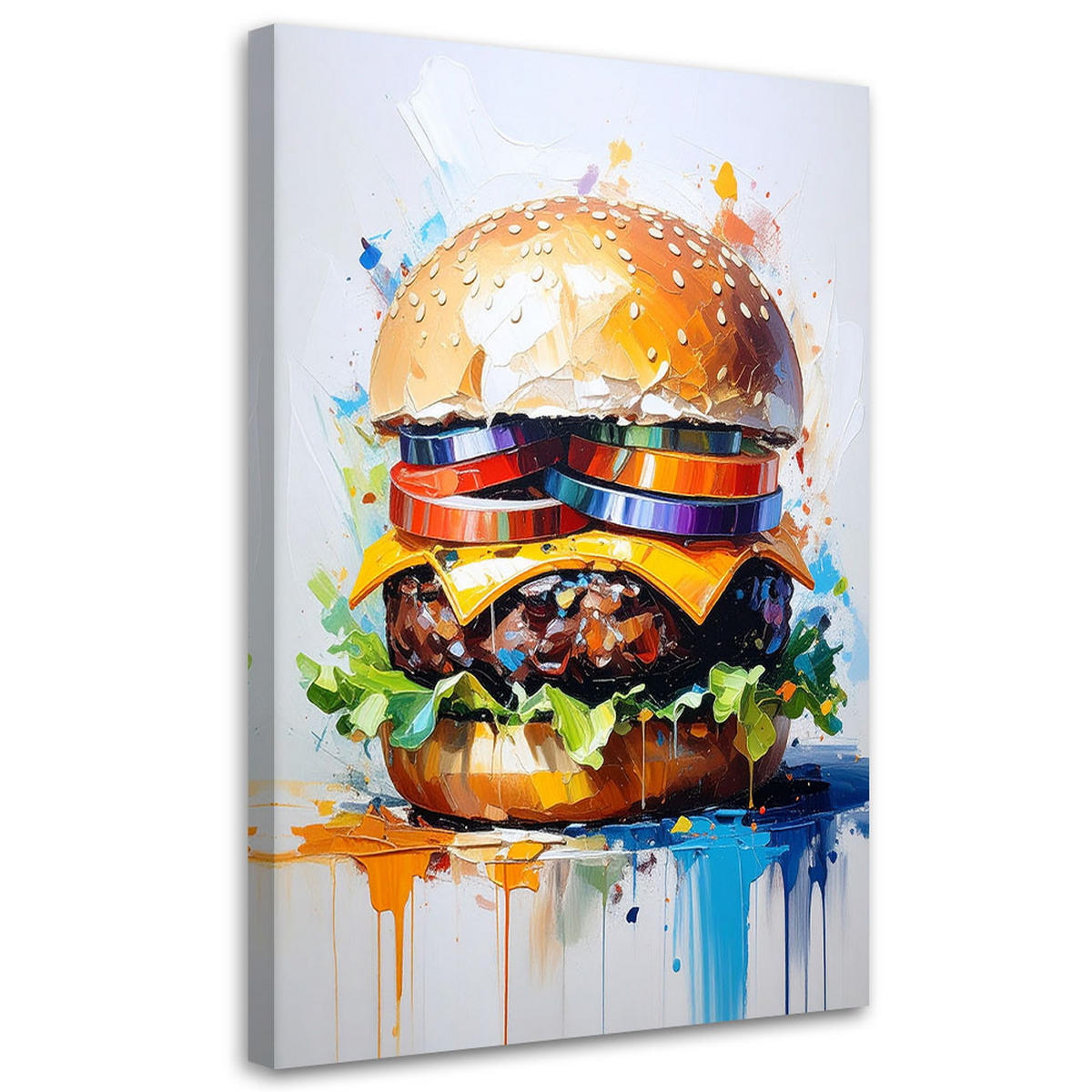 LEINWANDBILD Hamburger Essen 80x120cm - Multicolor, Textil (80/120cm) - Feeby