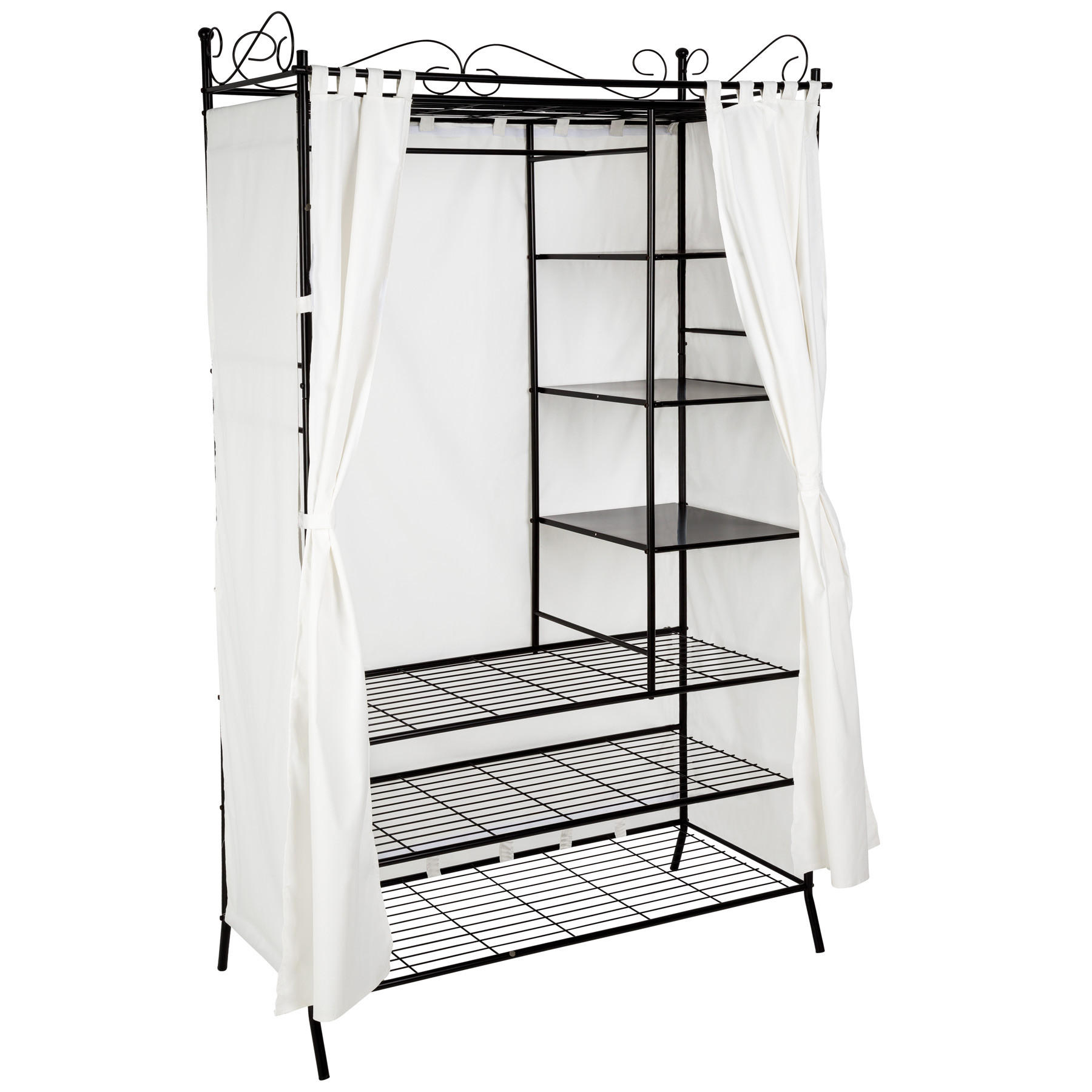 METALL-GARDEROBENSCHRANK ,112 x 207 x 57 cm,schwarz - Schwarz, Metall (57/207/112cm) - tectake