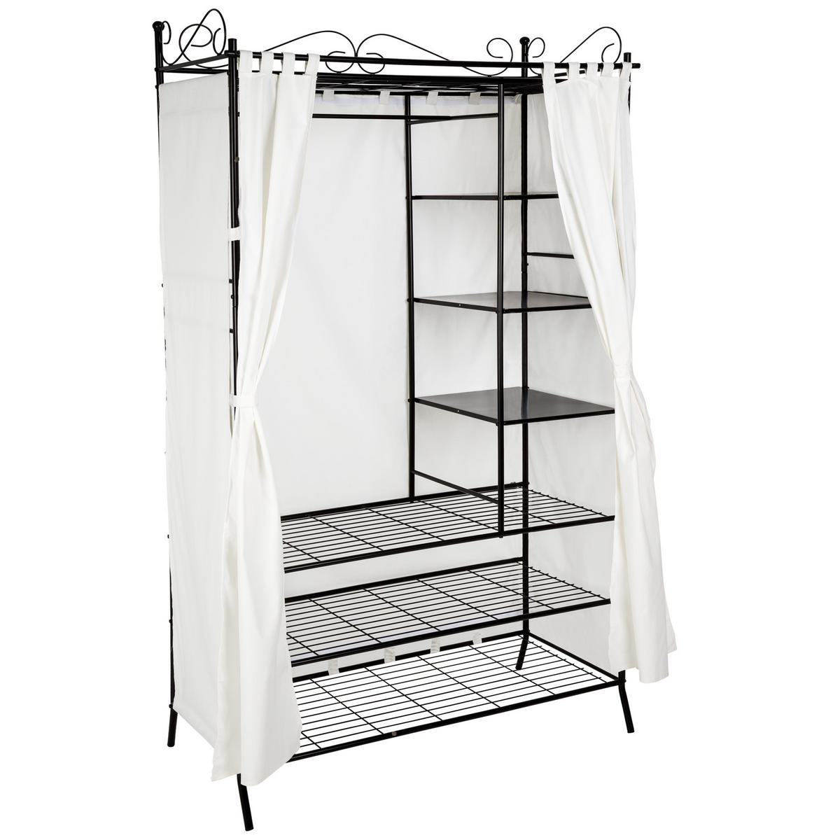 METALL-GARDEROBENSCHRANK ,112 x 207 x 57 cm,schwarz - Schwarz, Metall (57/207/112cm) - tectake