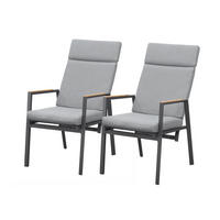 GARTENSTUHL Brisbane 2er-Set Anthrazit Aluminium stapelbar Hochlehner verstellbare Lehne - Grau, Kunststoff (57/111/63cm) - Green Spirit