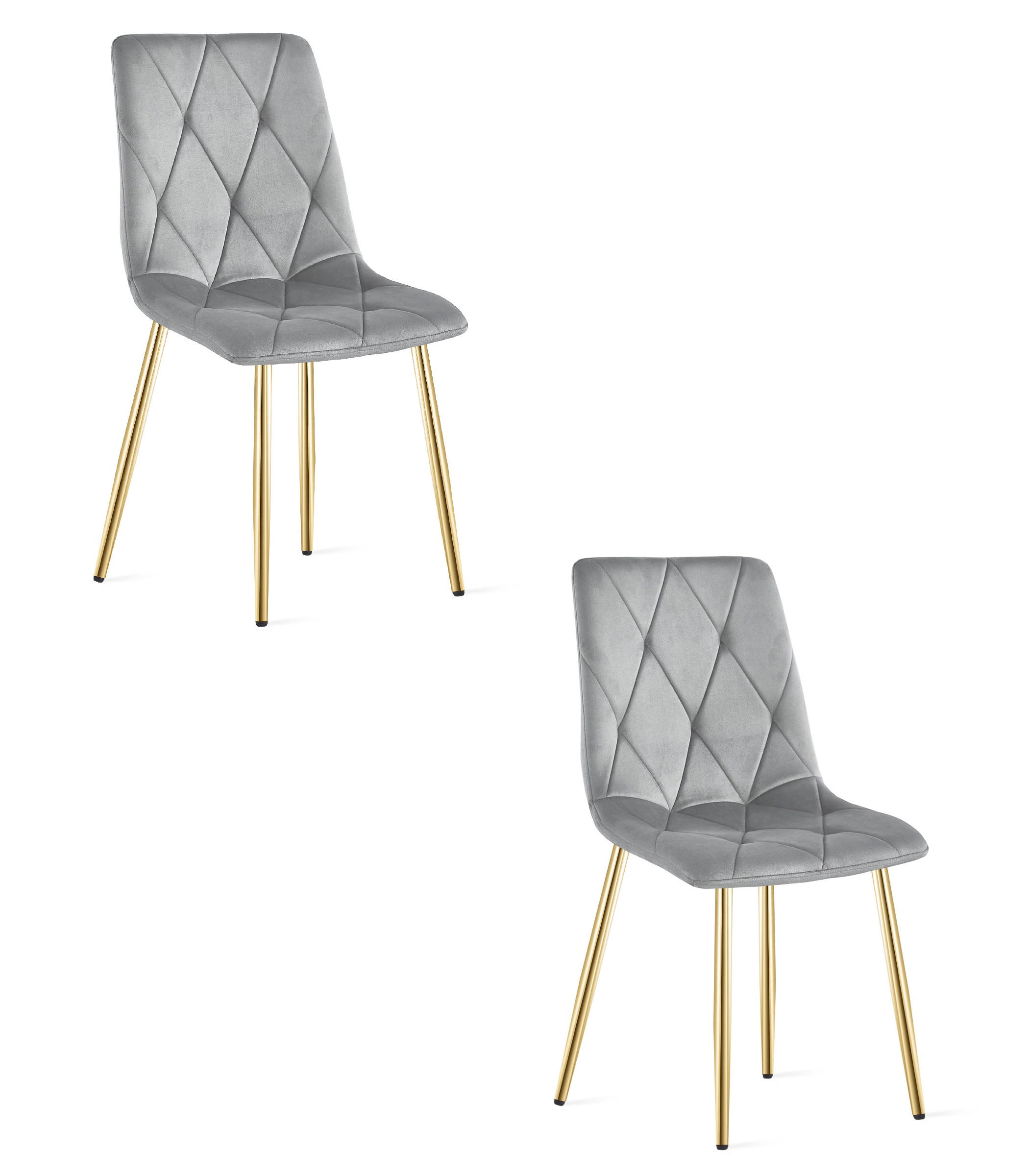 ESSZIMMERSTUHL 2-er Set TYRA hellgrauer Sitz, goldene Beine - Goldfarben/Hellgrau, Textil (44.5/87/54.5cm) - Valora