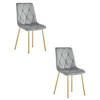 ESSZIMMERSTUHL 2-er Set TYRA hellgrauer Sitz, goldene Beine - Goldfarben/Hellgrau, Textil (44.5/87/54.5cm) - Valora