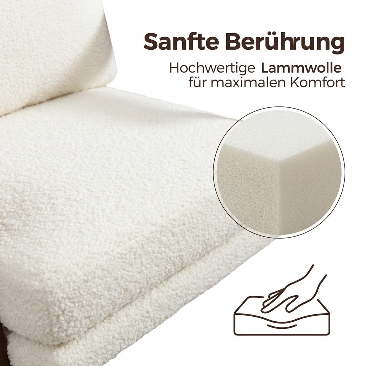 SCHAUKELSTUHL Weiß Samt - Weiß, Textil (73/80/83cm) - Oxeza