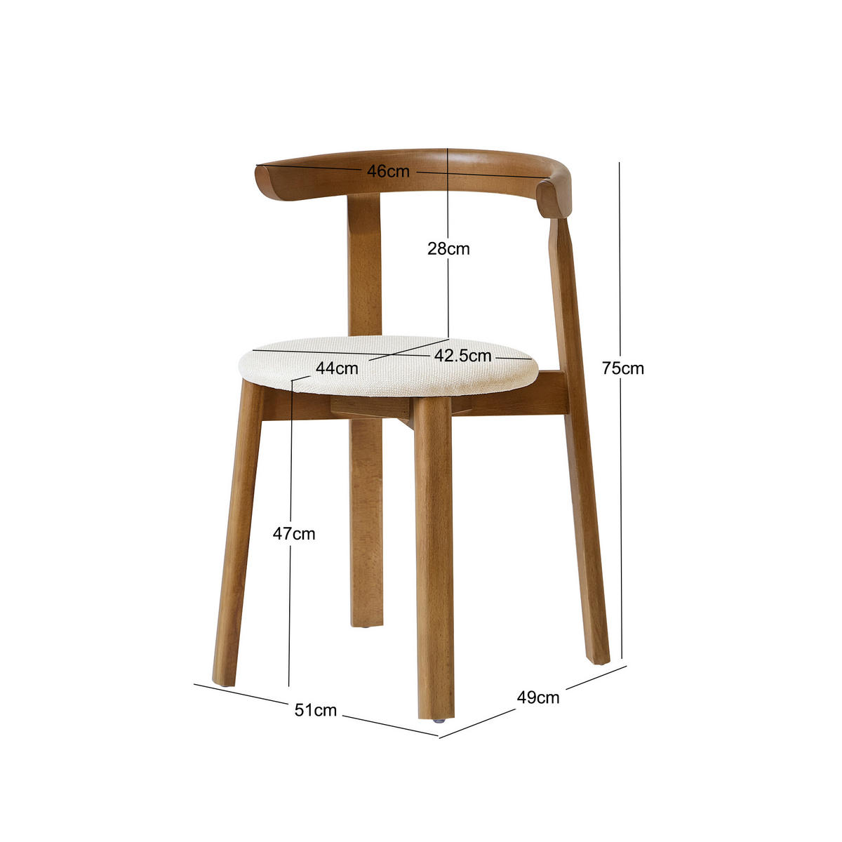 STUHL 2er-Set dunklem Holz Beige - Braun, Holz (51/75/49cm) - Nordlys