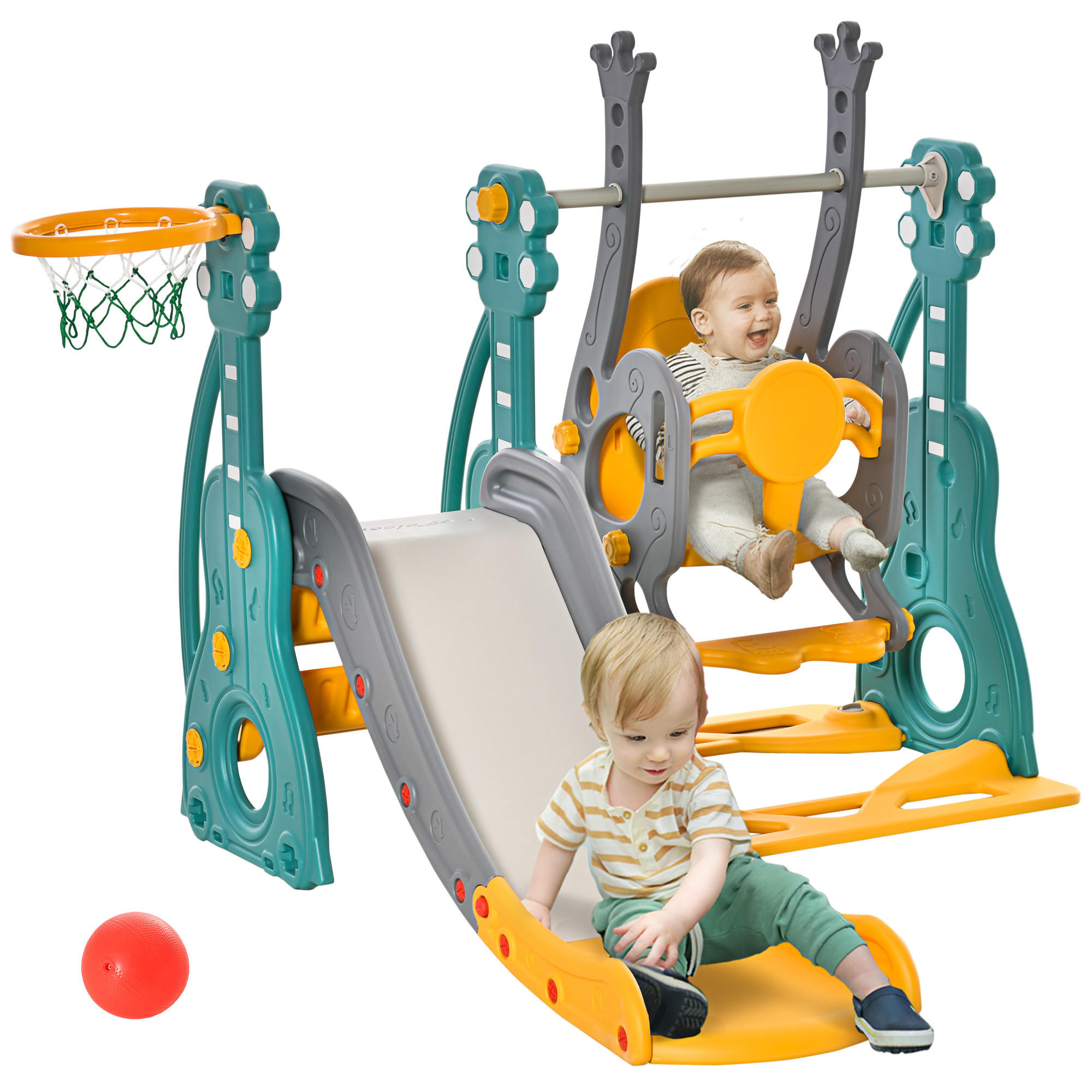 KINDERRUTSCHE DE-17984 Blau/Gelb - Blau, Kunststoff (149/107/152cm) - ComfortXL