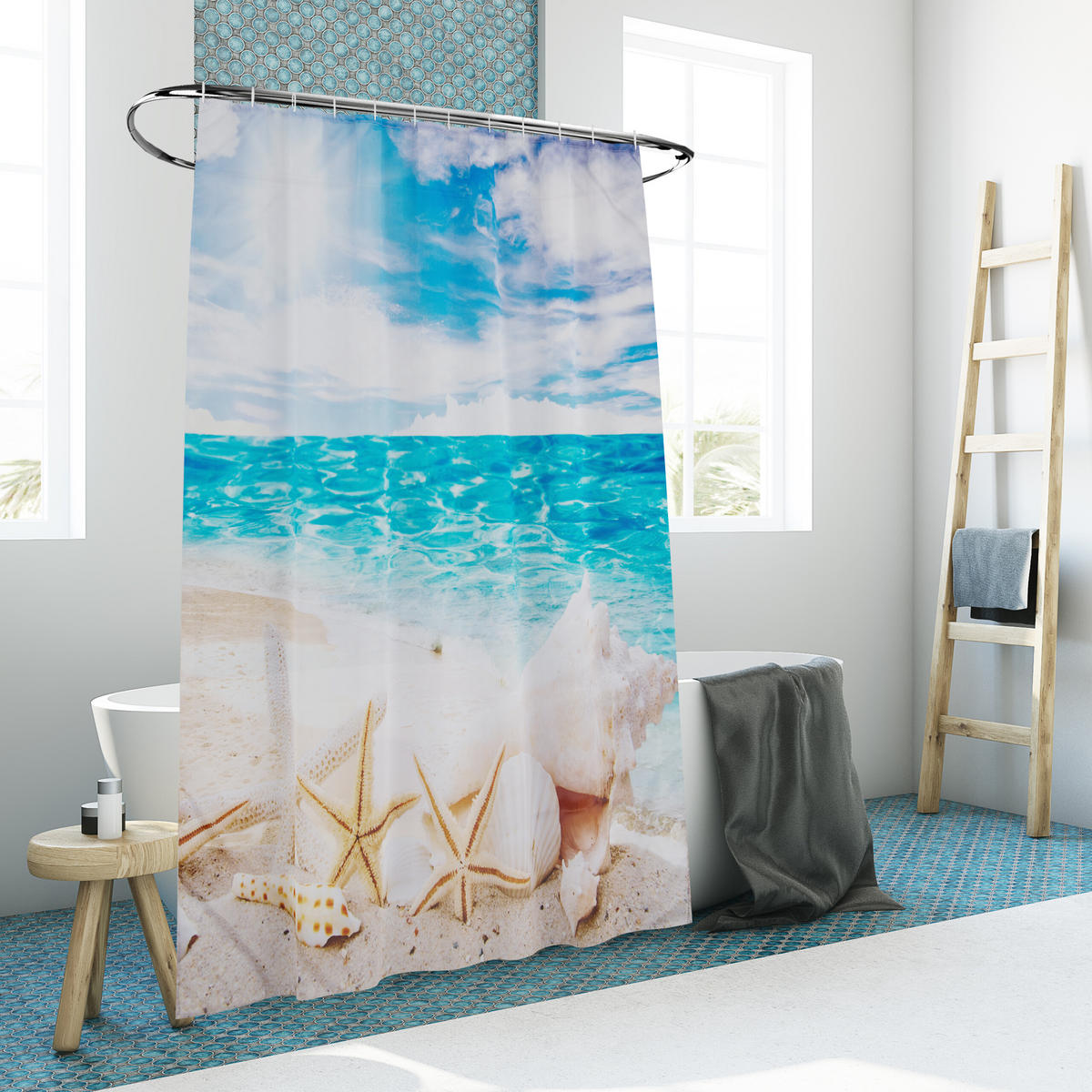 DUSCHVORHANG - Multicolor, Textil (180/0.1cm) - Relaxdays