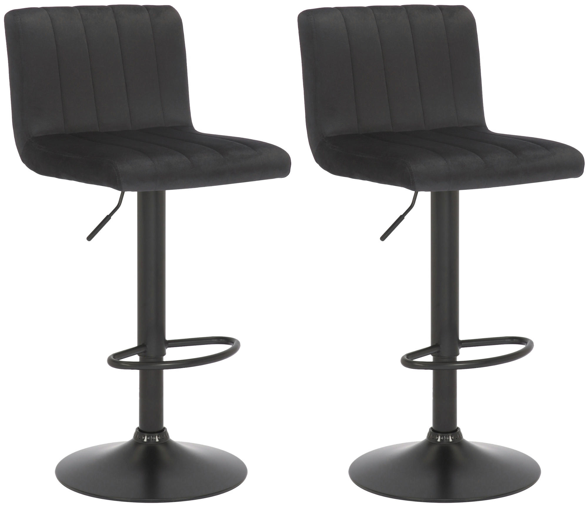 BARHOCKER 2er Set Samt schwarz - Schwarz, Textil/Metall (41/87/49cm) - CLP