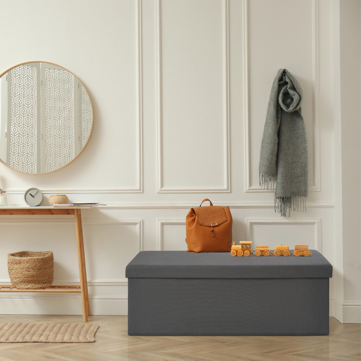 SITZBANK 110/38/38 cm, faltbar, Dunkelgrau - Dunkelgrau, Kunststoff (38/38/110cm) - Laleni