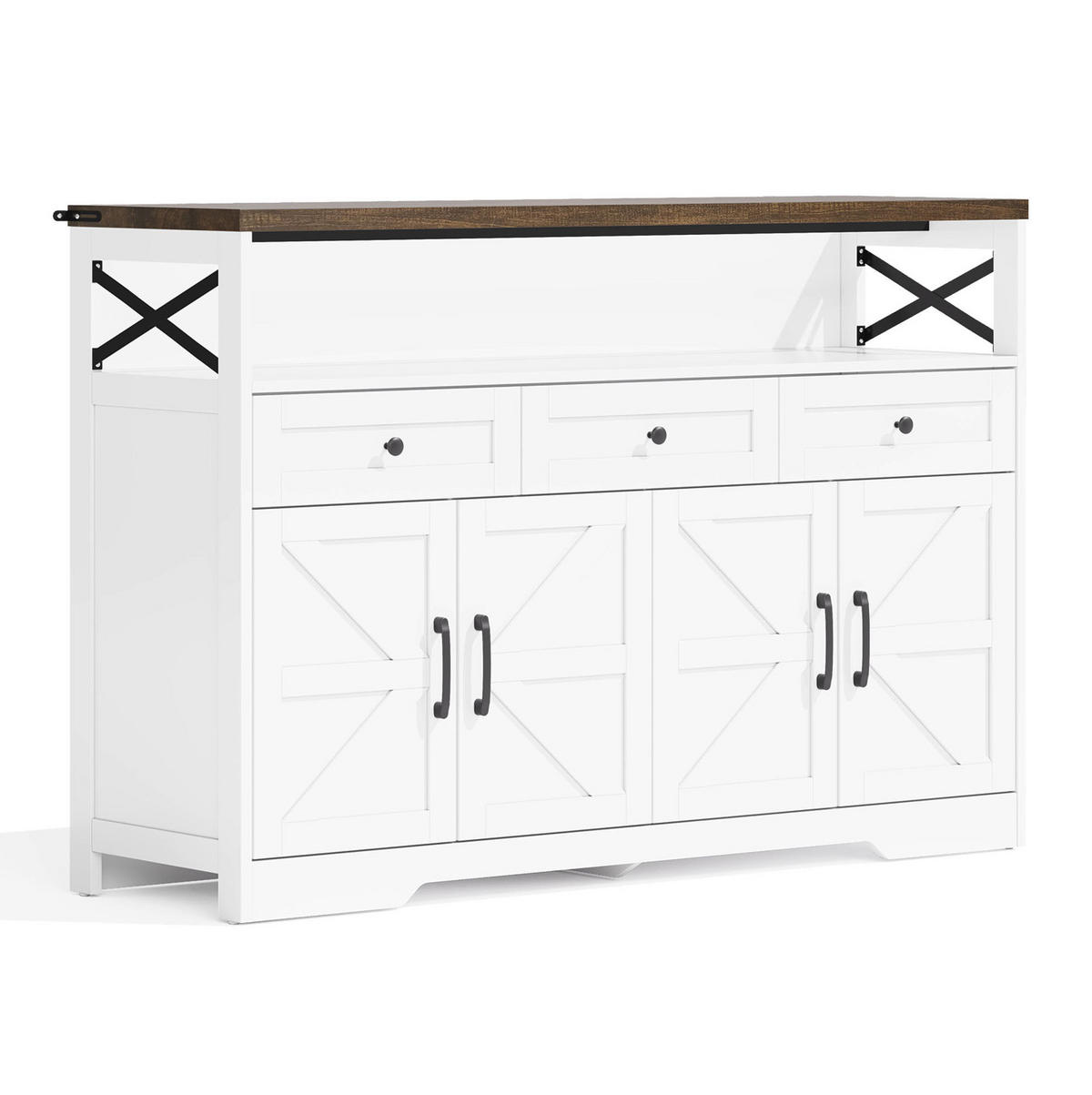 SIDEBOARD 140/35/95 cm in Weiß/Braun mit 3 Schubladen und 2 Türen - Braun, Holzwerkstoff (140/95/35cm) - Flora Grace