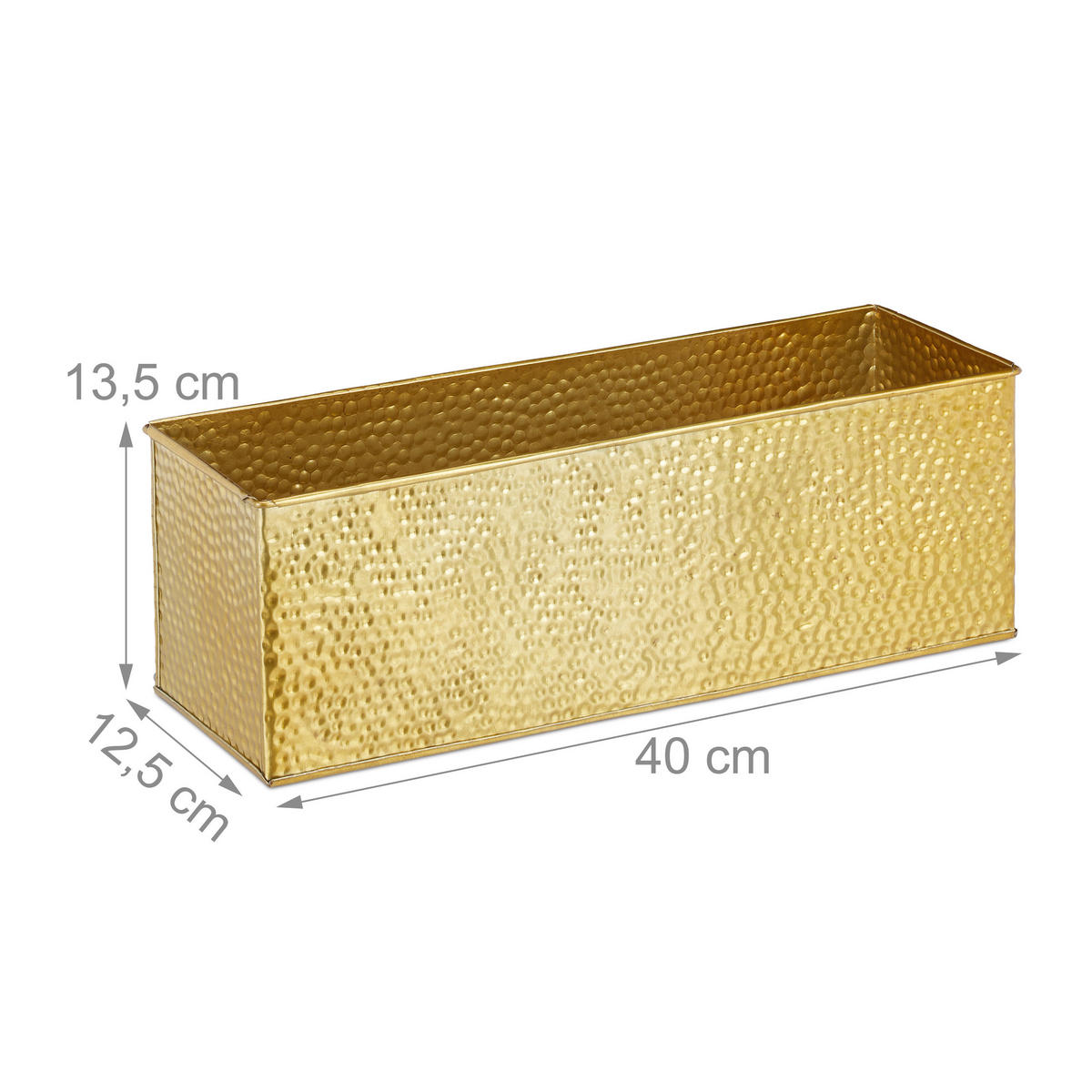 BLUMENKASTEN - Goldfarben, Metall (40/13.5/12.5cm) - Relaxdays