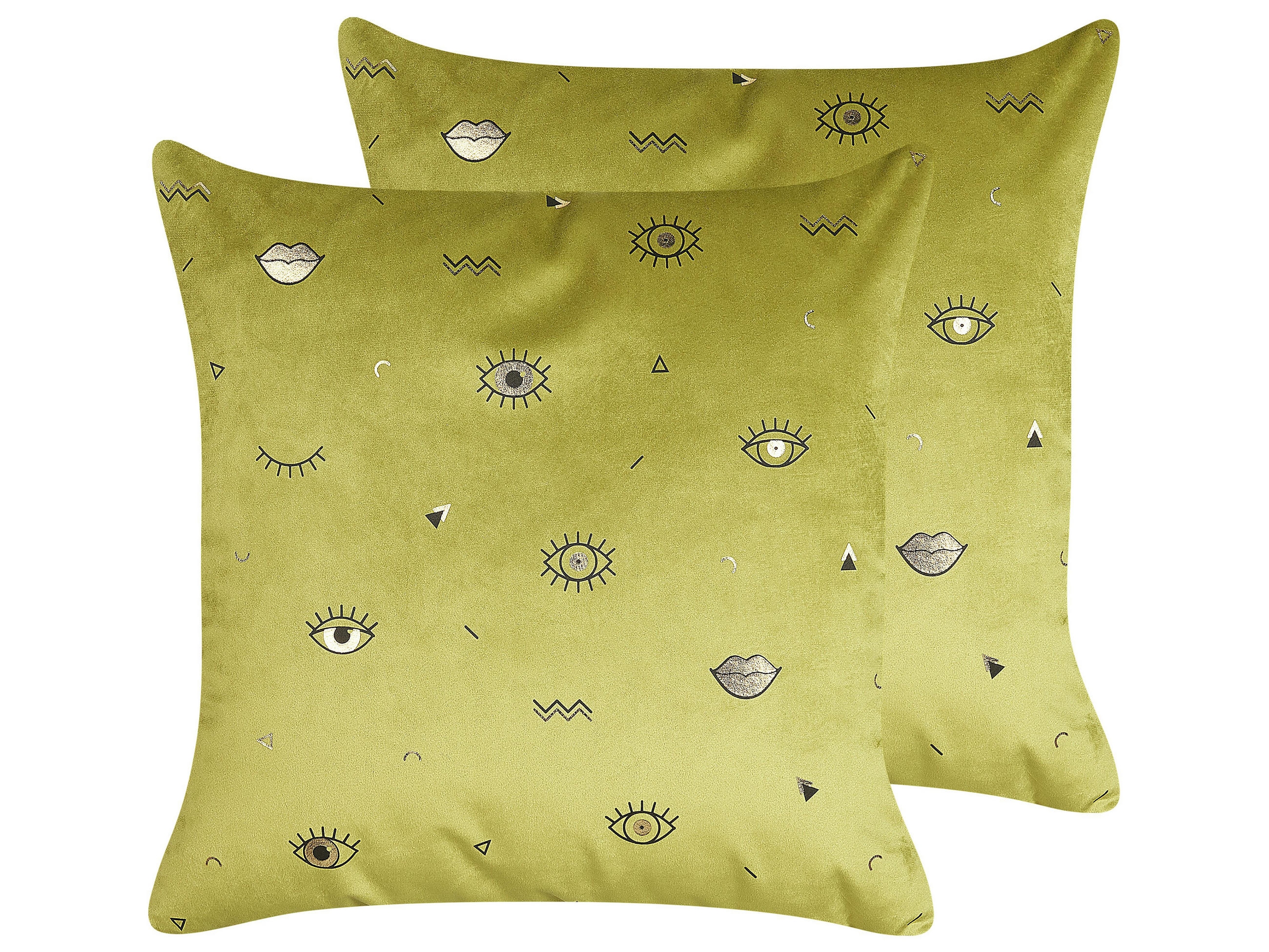 DEKOKISSEN 2er-Set Olivgrün 45/45 cm Aeonium - Olivgrün, Textil (45/45cm) - Beliani