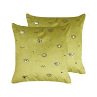 DEKOKISSEN 2er-Set Olivgrün 45/45 cm Aeonium - Olivgrün, Textil (45/45cm) - Beliani