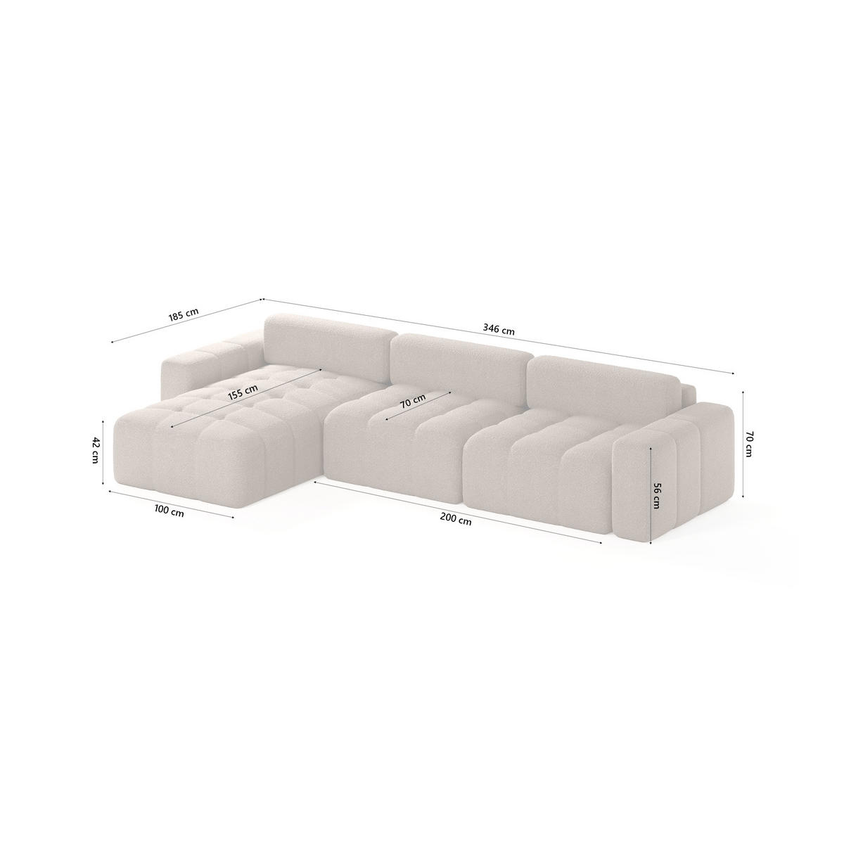ECKSOFA RIFU SO 300x140 cm, Braun - Braun, Textil (346/185cm) - Fedve