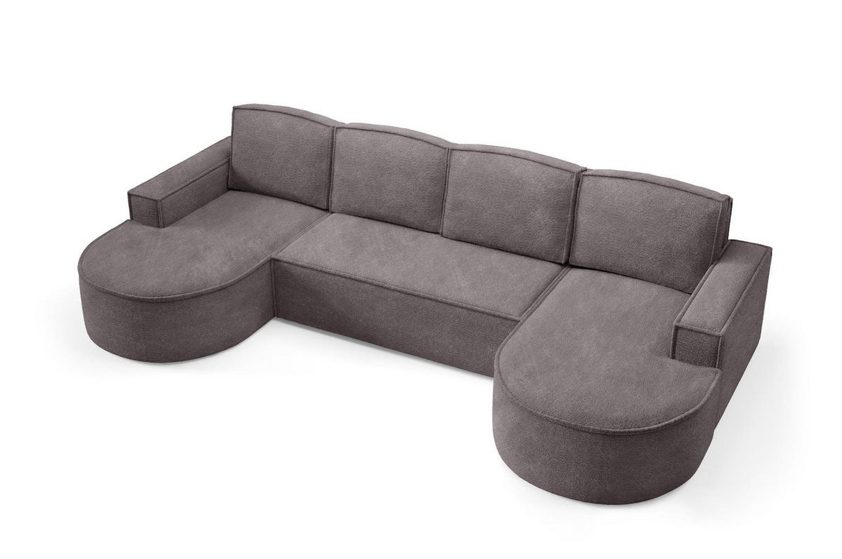 WOHNLANDSCHAFT Flow Grau, mit Schlaffunktion in Abriamo Stoff - Grau, Holzwerkstoff/Textil (316/88/157cm) - Bettso