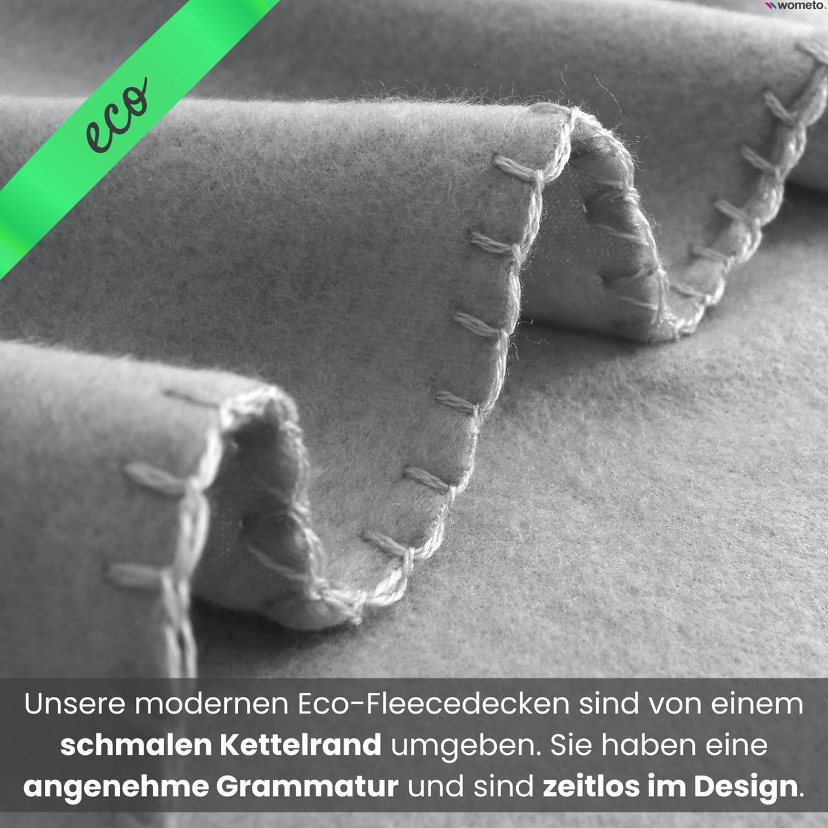 FLEECEDECKE eco-line hellgrau 130/160 cm aus 100% recyceltem Material Kettelrand Anti-Pilling - Hellgrau, Textil (130/160cm) - wometo