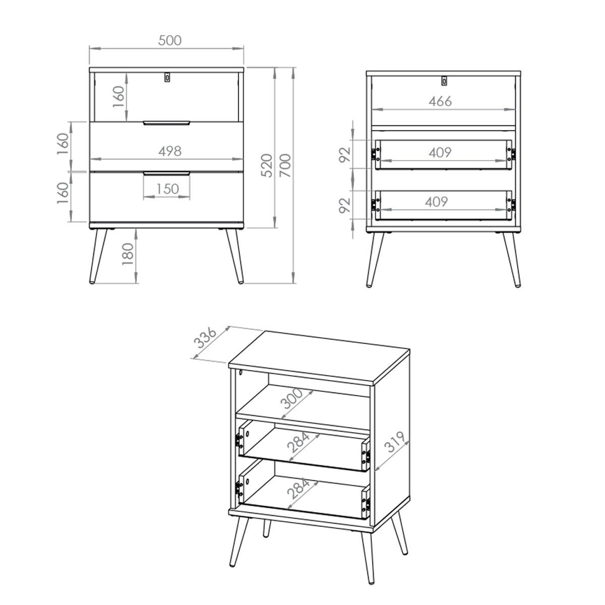 NACHTTISCH Zora Weiß - Weiß, Holzwerkstoff (50/70/34cm) - Petits-meubles