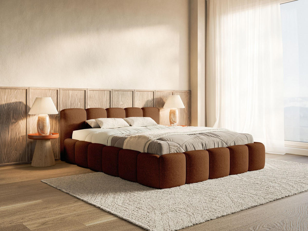 POLSTERBETT Cloudy Low Kupfer Chenillebezug 180x200 - Kupferfarben, Textil (180/200cm) - Selsey