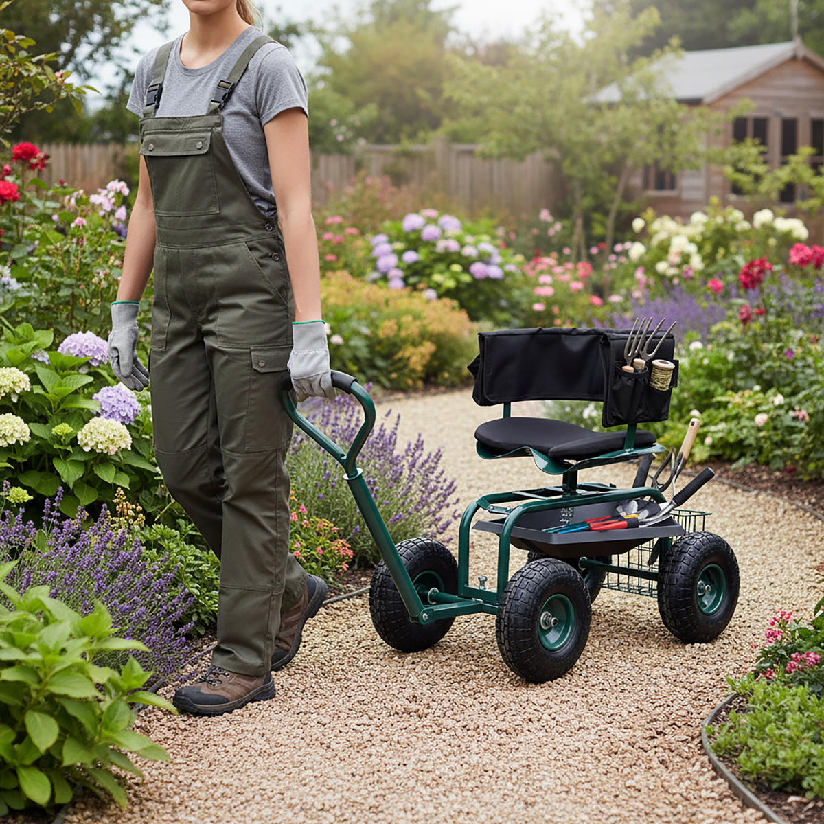 GARTENSITZ - Multicolor, Kunststoff/Metall (46/86/110cm) - Relaxdays