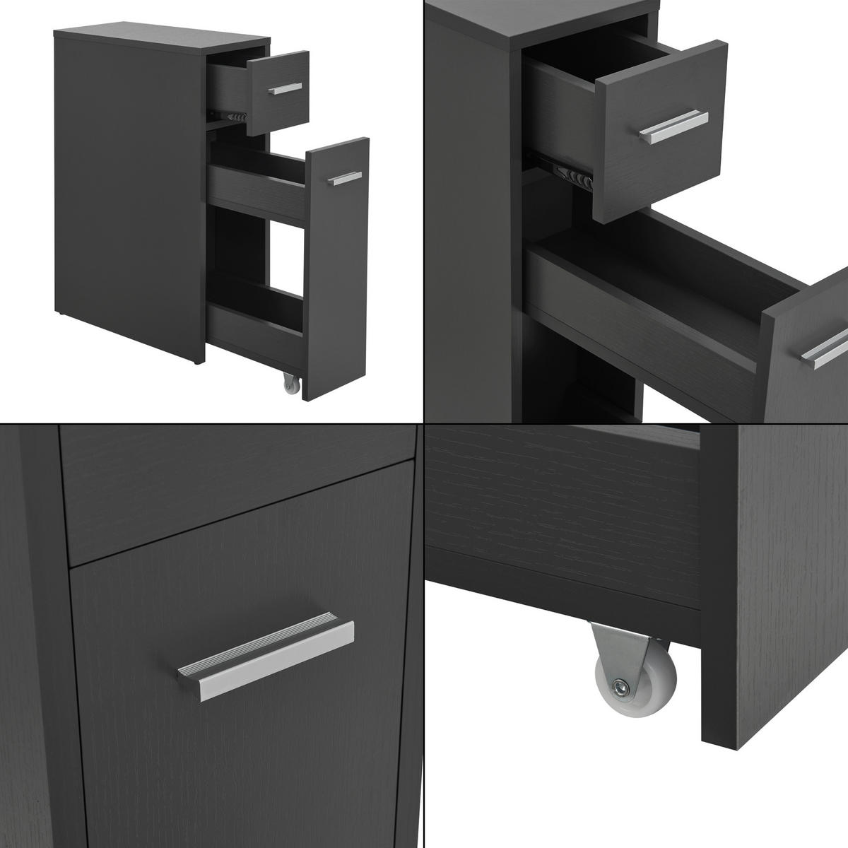 SEITENSCHRANK Kauhajoki - Dunkelgrau, Holzwerkstoff (20/61/45cm) - [en.casa]