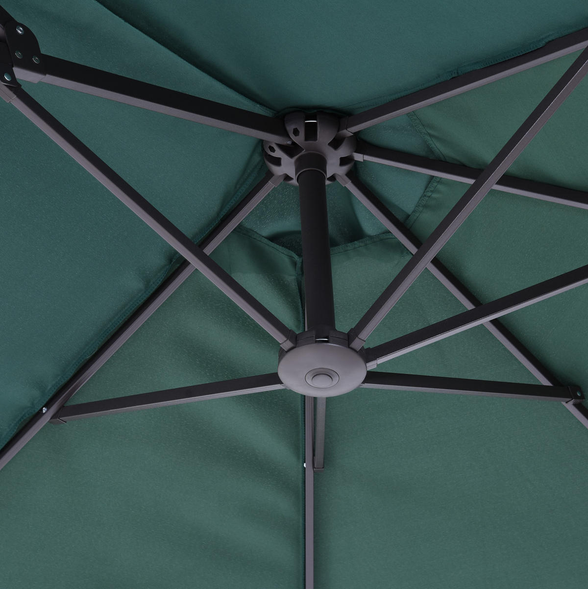 DOPPELSONNENSCHIRM aus Stahl 455x265x238 cm in Dunkelgrün mit Handkurbel - Dunkelgrün, Metall (265/455cm) - Modfu