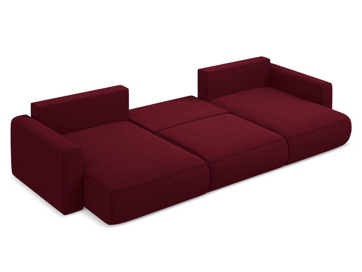 WOHNLANDSCHAFT Samt Stoff Rot - Bordeaux/Rot, Kunststoff/Textil (340/82/149cm) - Makamii