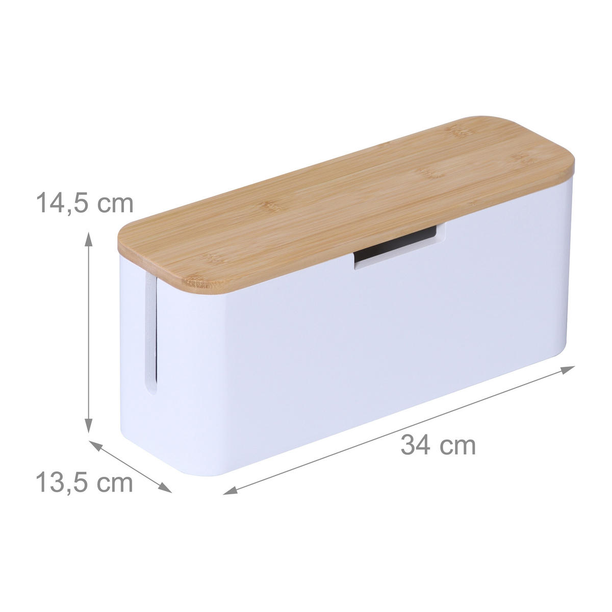 KABELBOX - Weiß, Holz/Metall (13.5/34/14.5cm) - Relaxdays