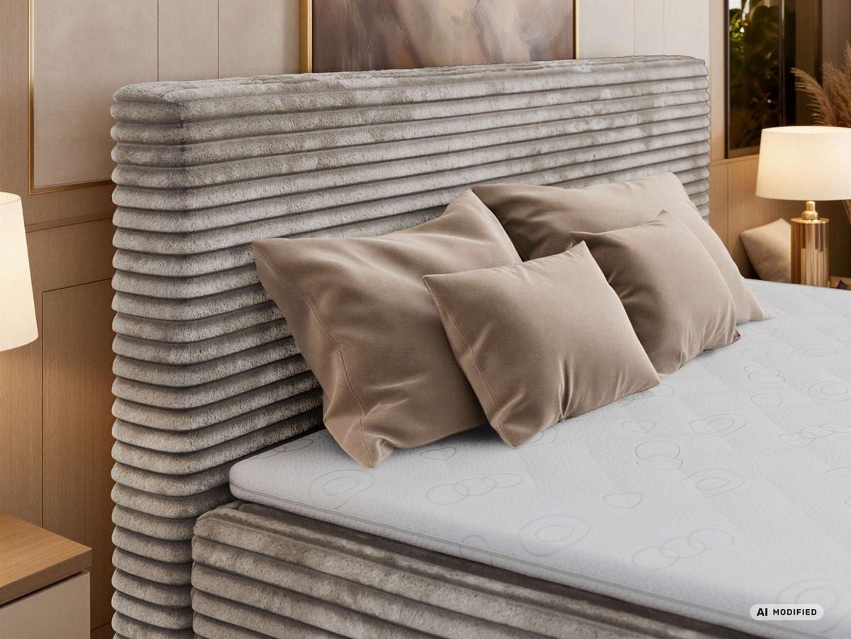 KONTINENTÁLNÍ POSTEL TILION 140/200 - Světle hnědá Manšestr - Topper T25 - H4 - černá/světle hnědá, textil/plast (140/200cm) - MKS