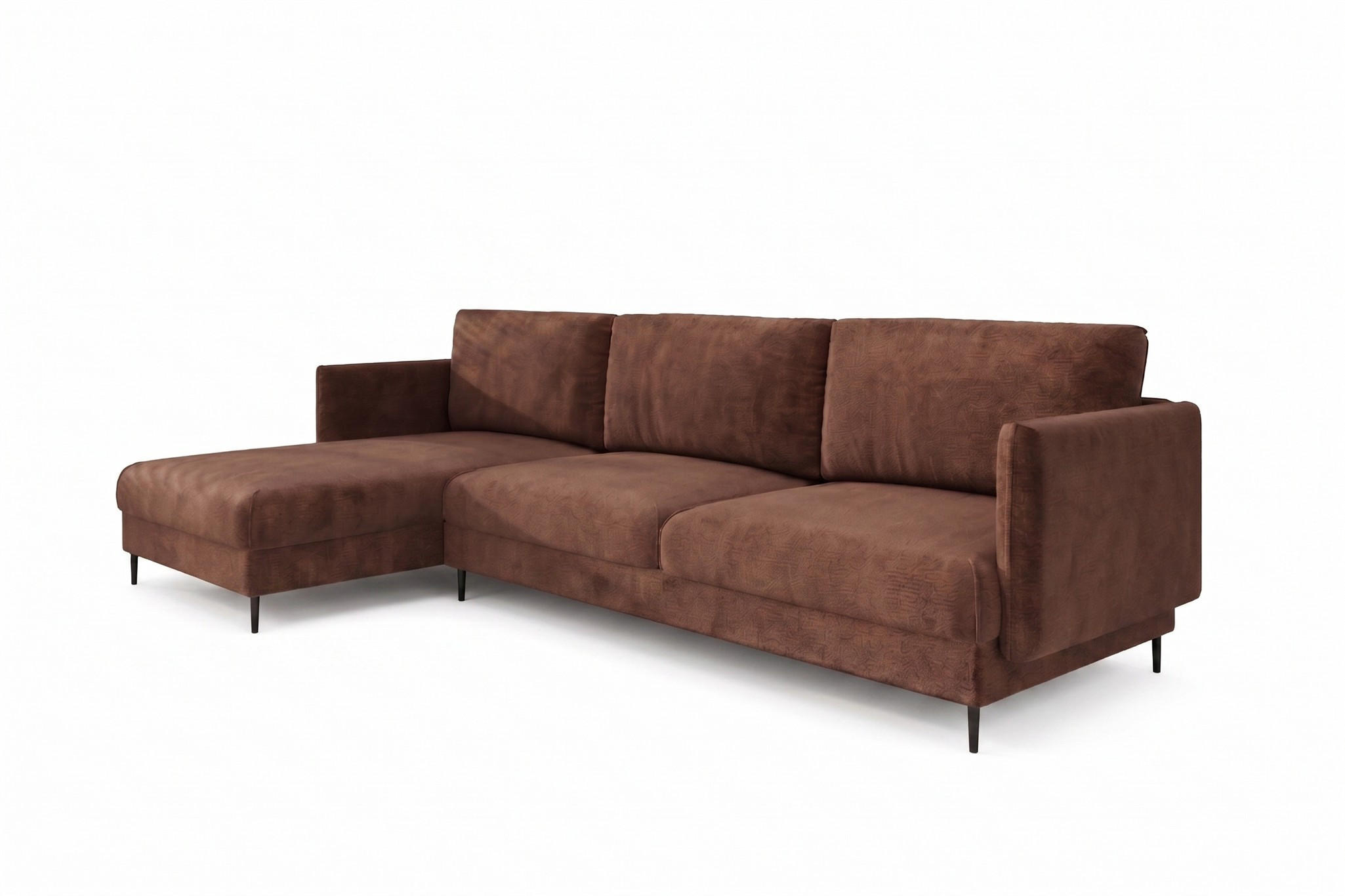 ECKSOFA Helmer Max In Stoff Vibe - Braun, Holzwerkstoff/Textil (164/323cm) - Fun Möbel