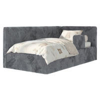 POLSTERBETT TILVO ALTA 90/200 - Grau Cord - Taschenfederkernmatratze - Rechts - Grau, Textil (200/90cm) - MKS