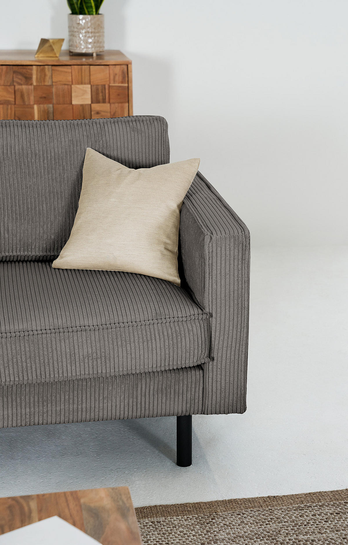 XL SESSEL - Schwarz/Grau, Textil/Metall (117/81/96cm) - home24