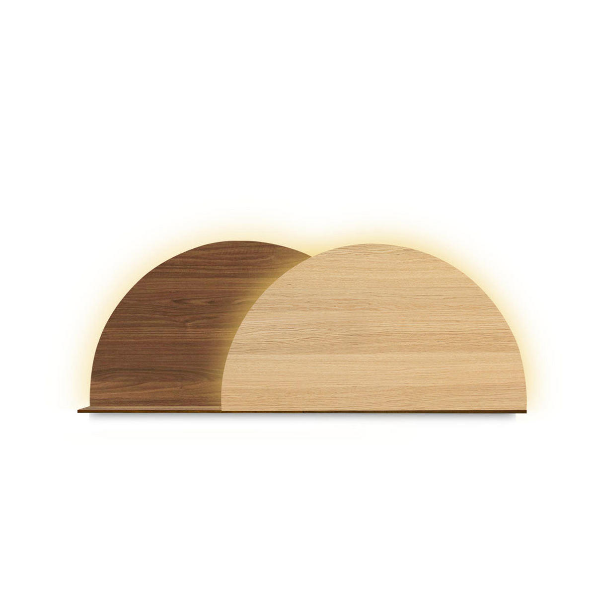 KOPFTEIL Alba mit Licht 150cm - Walnussfarben/Schwarz, Holz/Textil (150/60/14cm) - Woodendot