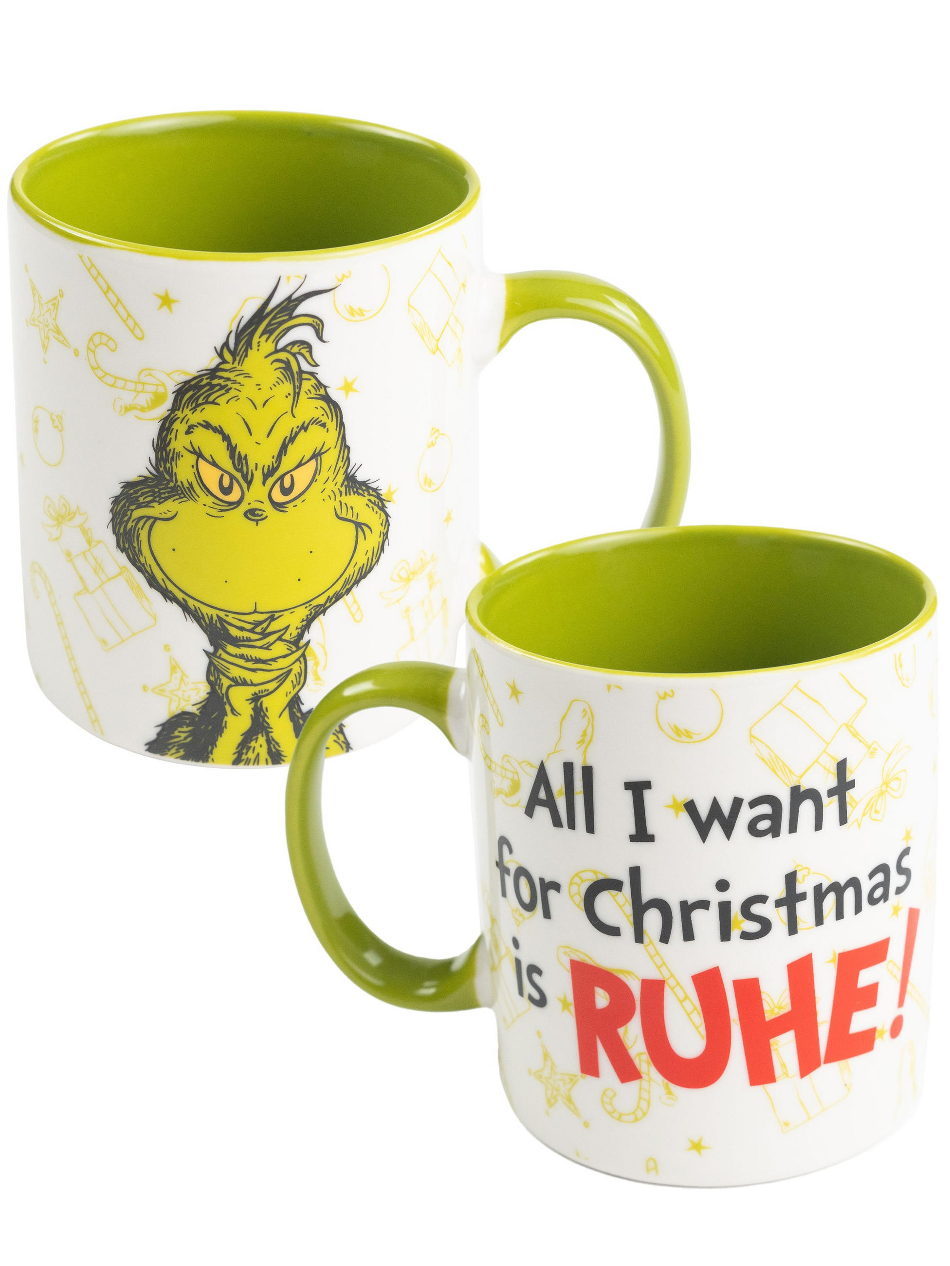 KAFFEEBECHER The Grinch All I want for Christmas is RUHE! Grün 320 ml - Grün, Keramik (0.32L) - United Labels
