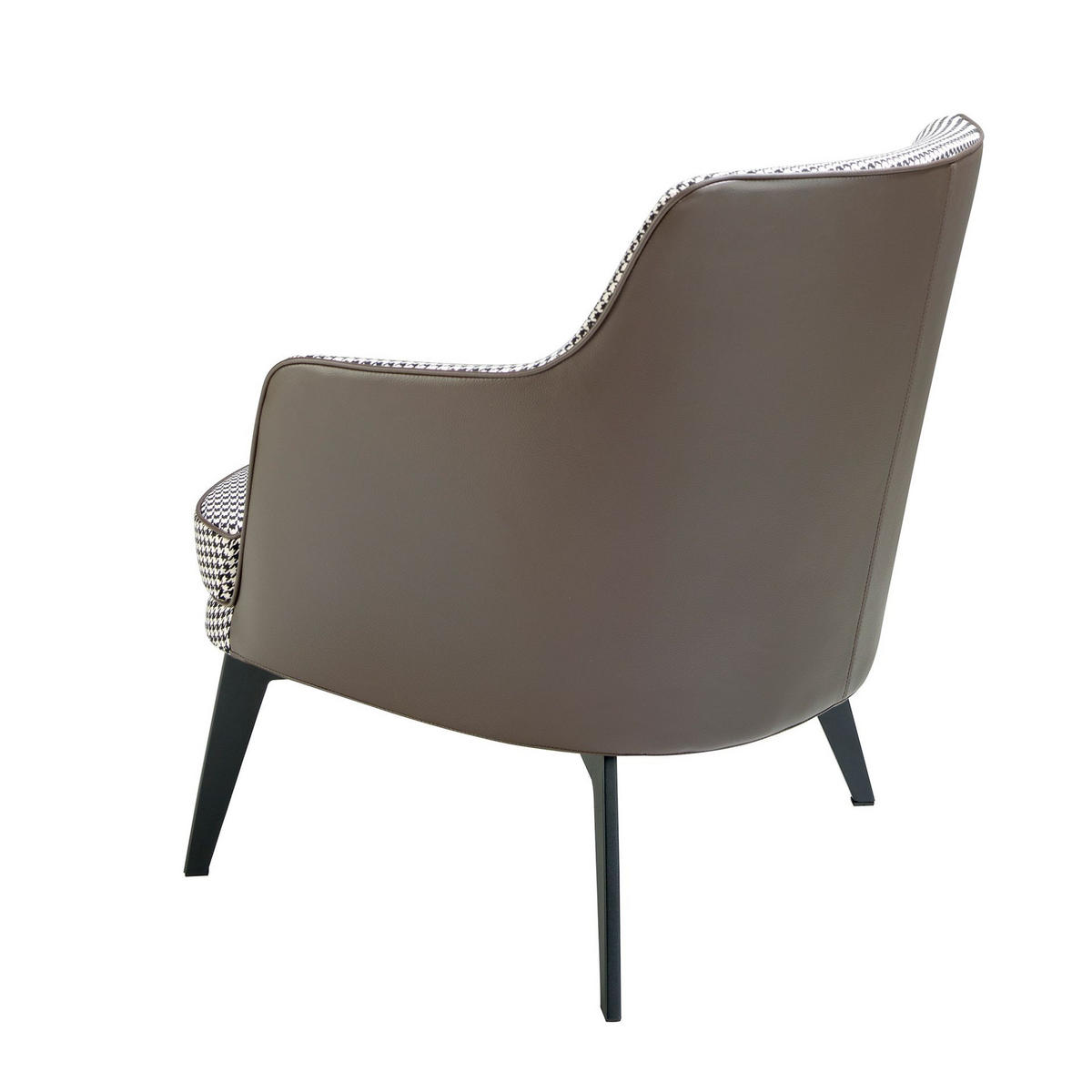 SESSEL Sessel aus schwarzem und weißem Stoff und schokoladenbraunem Öko-Leder 75/75/82 cm - Schwarz/Braun, Leder/Textil (75/82/75cm) - ANGEL CERDA