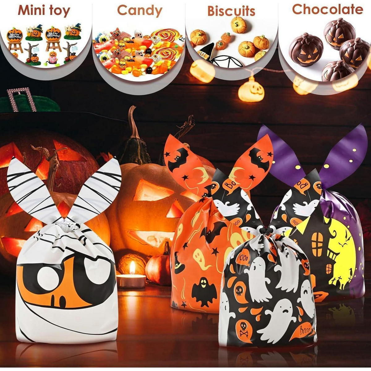 GESCHENKTÜTEN Halloween 120-teiliges Set mit Hasenohren - Multicolor, Kunststoff (34/58/34cm)