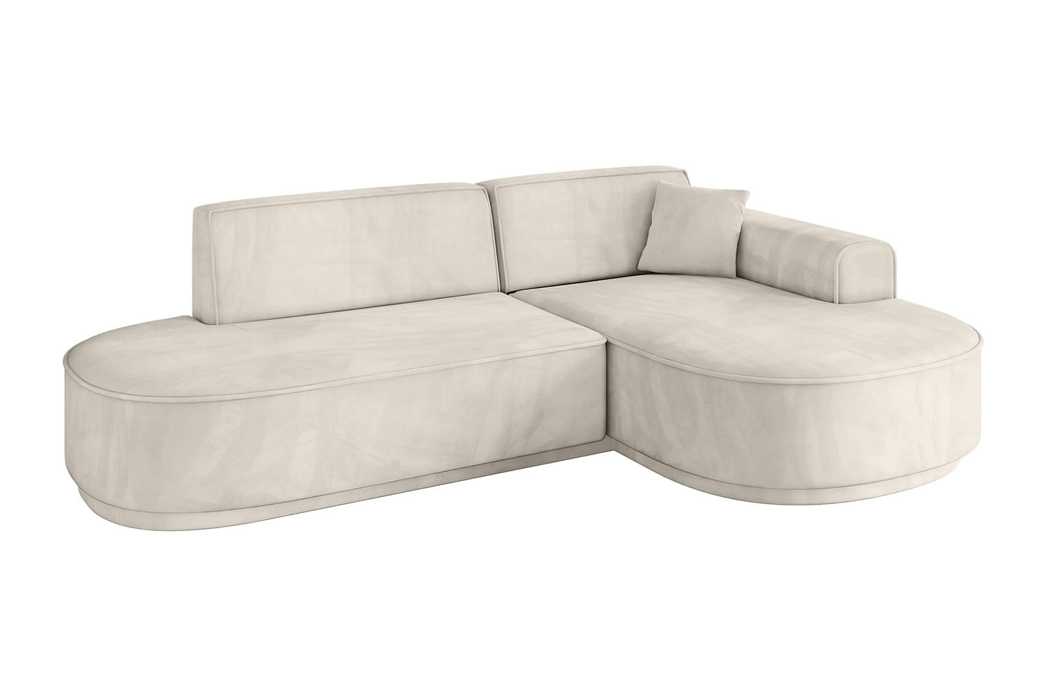 ECKSOFA Ottomane Rechts MARI-L1-v3 - 243x171x83 cm Ecru Velours - Ecru/Schwarz, Holzwerkstoff/Kunststoff (171/243cm) - ALTDECOR