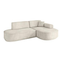 ECKSOFA Ottomane Rechts MARI-L1-v3 - 243x171x83 cm Ecru Velours - Ecru/Schwarz, Holzwerkstoff/Kunststoff (171/243cm) - ALTDECOR