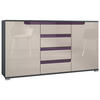 SIDEBOARD Sylt Sandgrau Hochglanz / Brombeer Hochglanz - Sandfarben, Holzwerkstoff (138.5/75.5/35cm) - Vladon