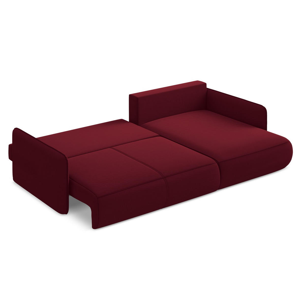 ECKSOFA mit Schlaffunktion Samt Stoff Rot - Bordeaux/Rot, Kunststoff/Textil (240/148cm) - LaMiaSofa