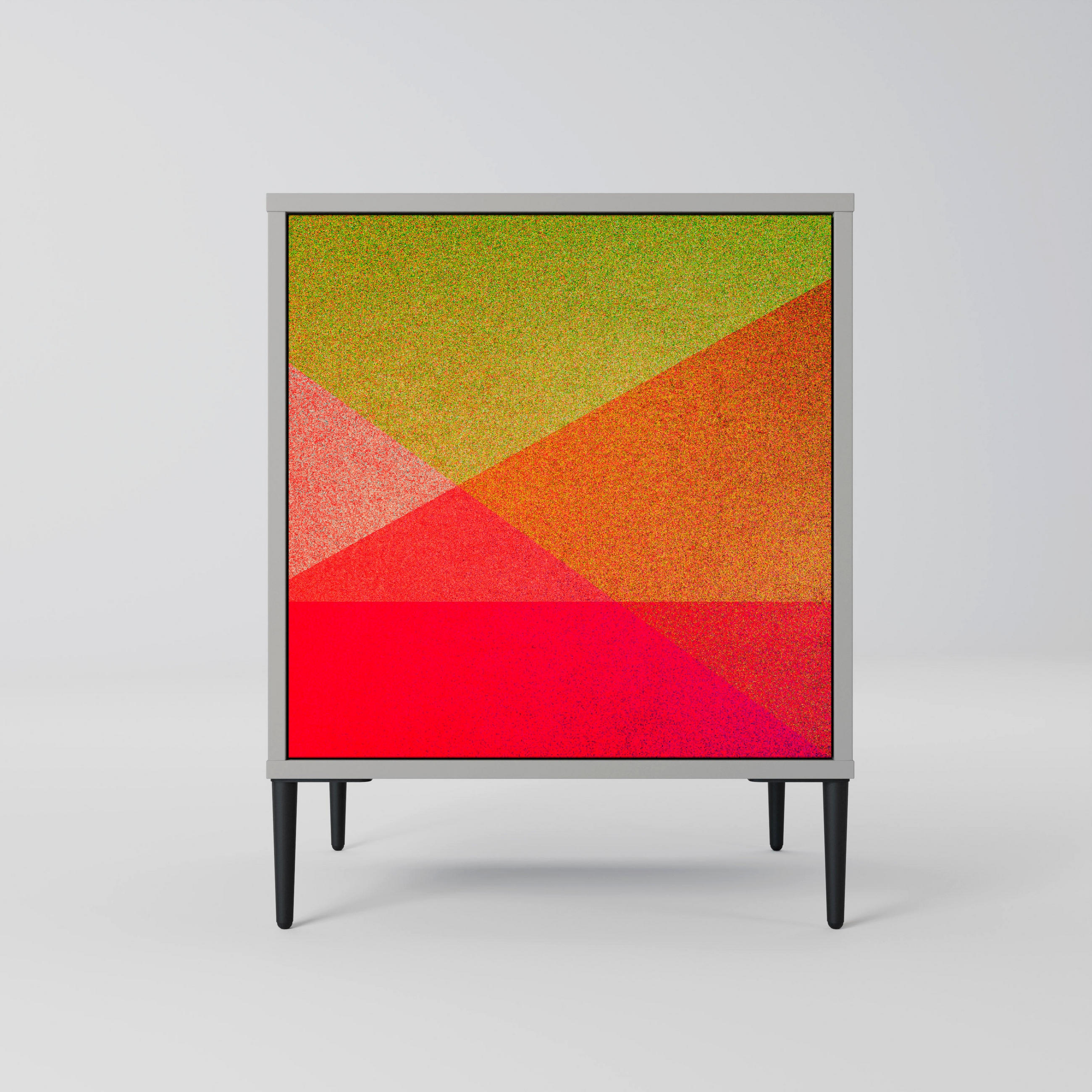 SIDEBOARD VIVID GEOMETRY, Grau, 57,5x42x72,5 cm, Schwarze Metallfüße - Multicolor/Schwarz, Holzwerkstoff/Metall (57.5/72.5/42cm) - SpaceRebels